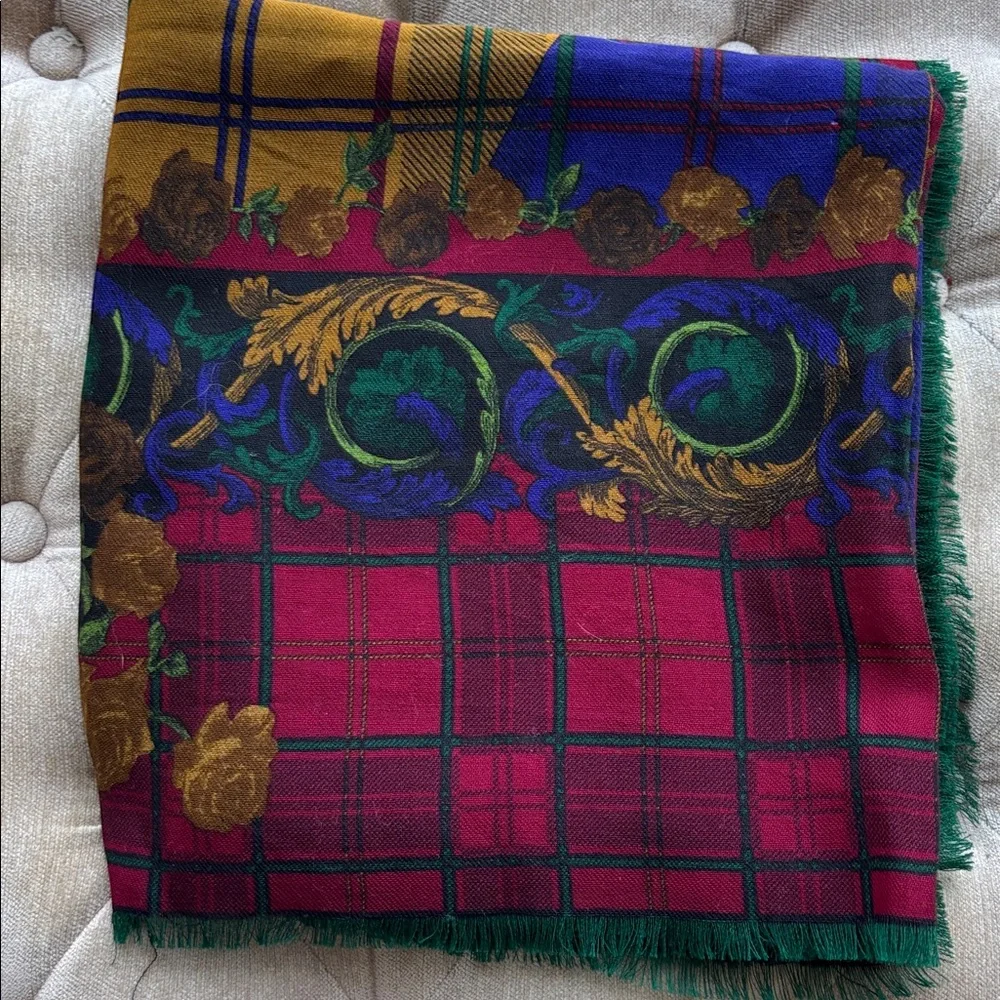 Liberty Multicolor Plaid and Floral Accent shall scarf